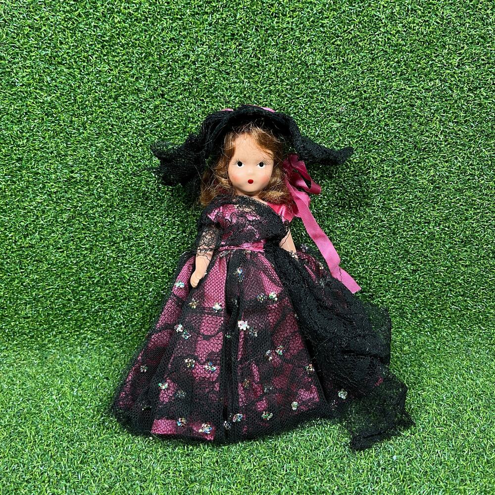 Vintage Nancy Ann Storybook Doll #182 Wednesday’s Child Pink Black Lace 1950s